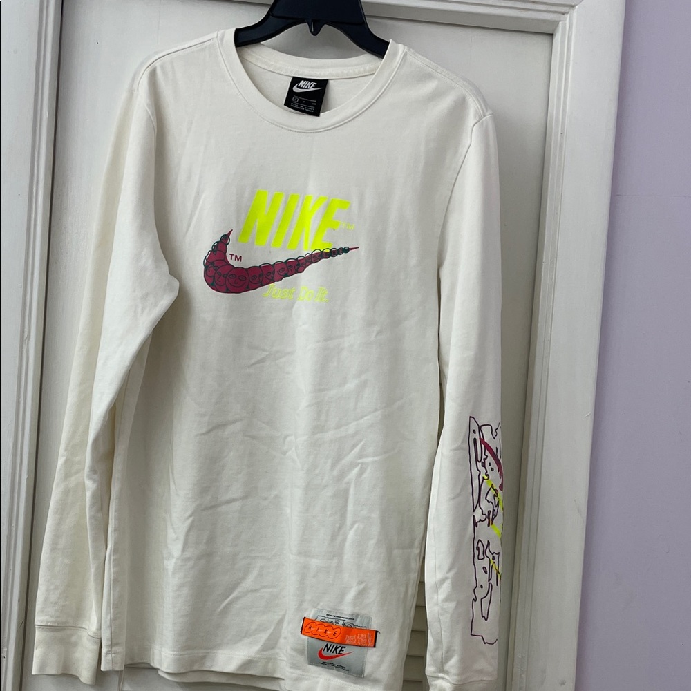 Nike Cream Long Sleeve Shirt with Neon Details